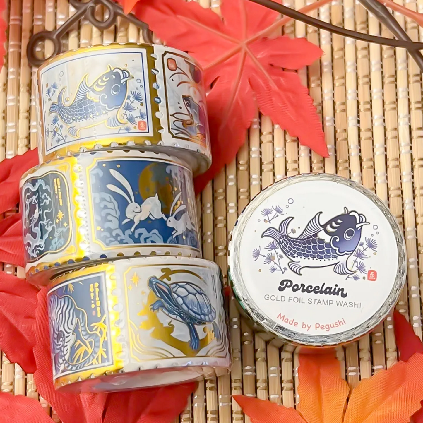 Porcelain Gold Foil Stamp Washi Tape (6-pack)