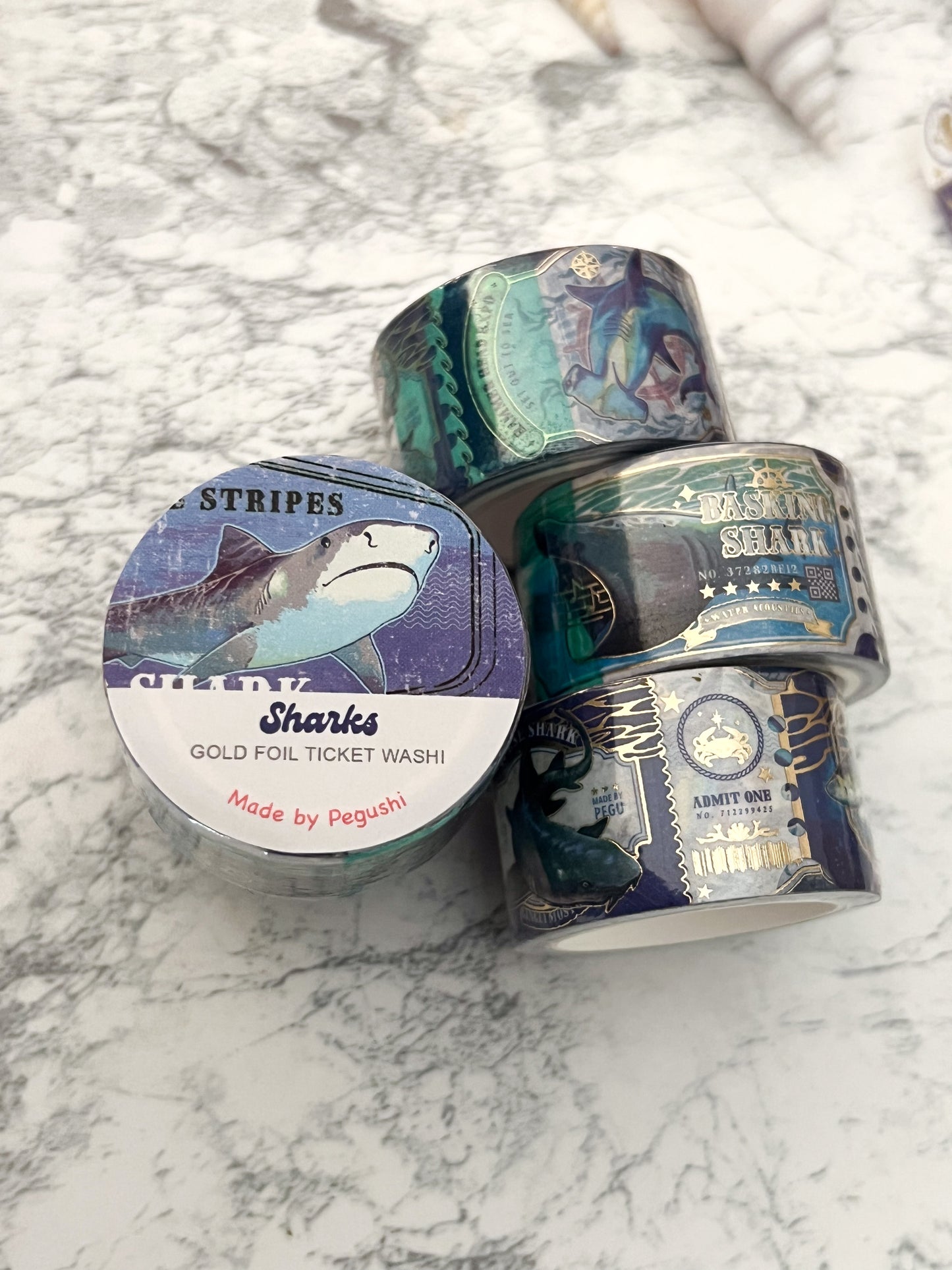 GOLD FOIL Sharks Ticket Washi Tape