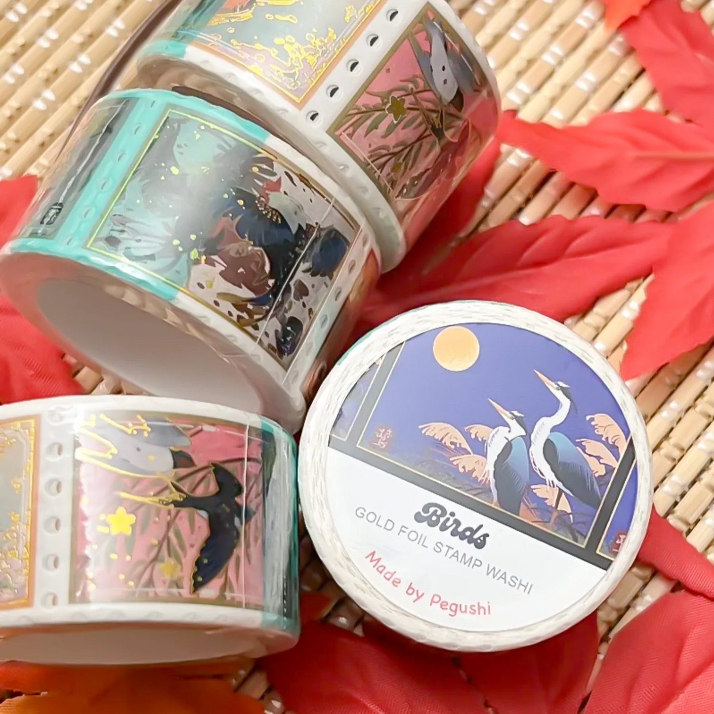 Bird Gold Foil Stamp Washi Tape (6-pack)