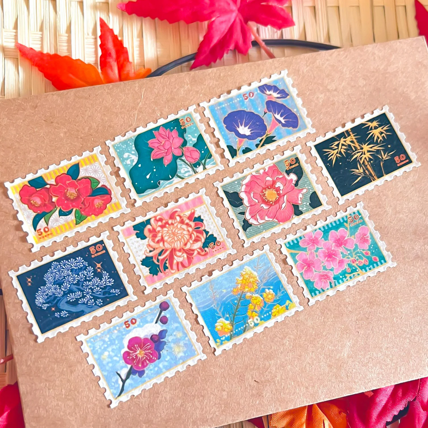 Botanical Stamp Washi Tape (5-pack)