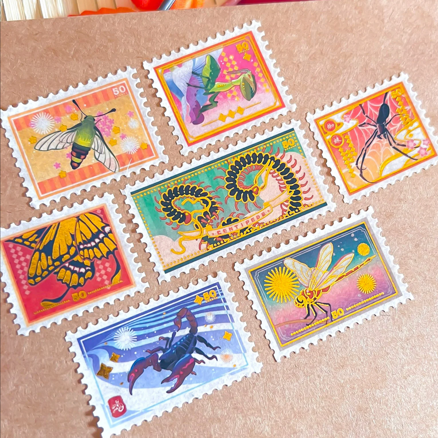 Bug Gold Foil Stamp Washi Tape (5-pack)