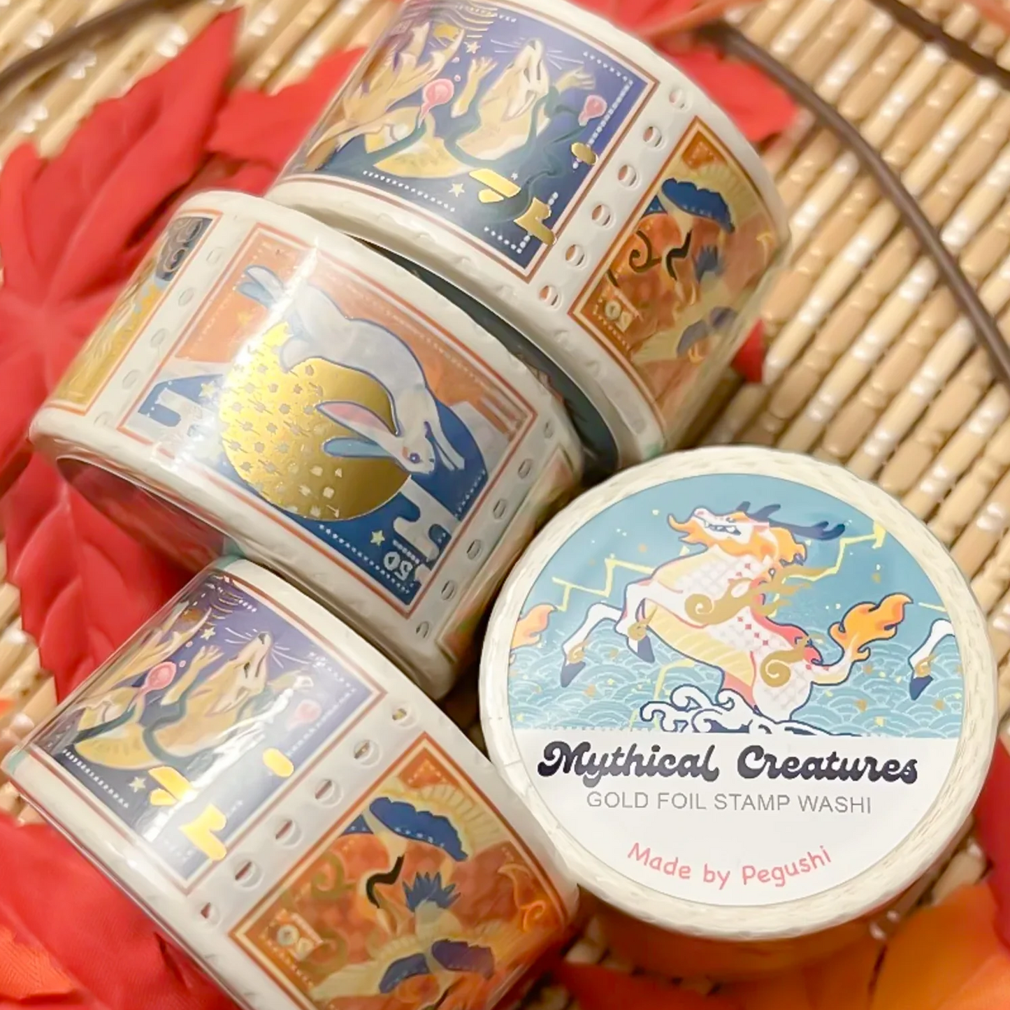 Mythical Creatures Gold Foil Washi Tape (6-pack)