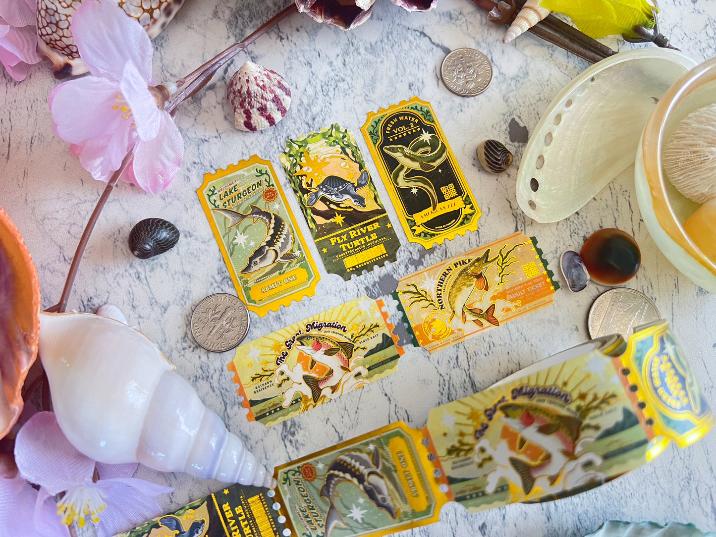 GOLD FOIL Fresh Water vol.2 Ticket Washi Tape