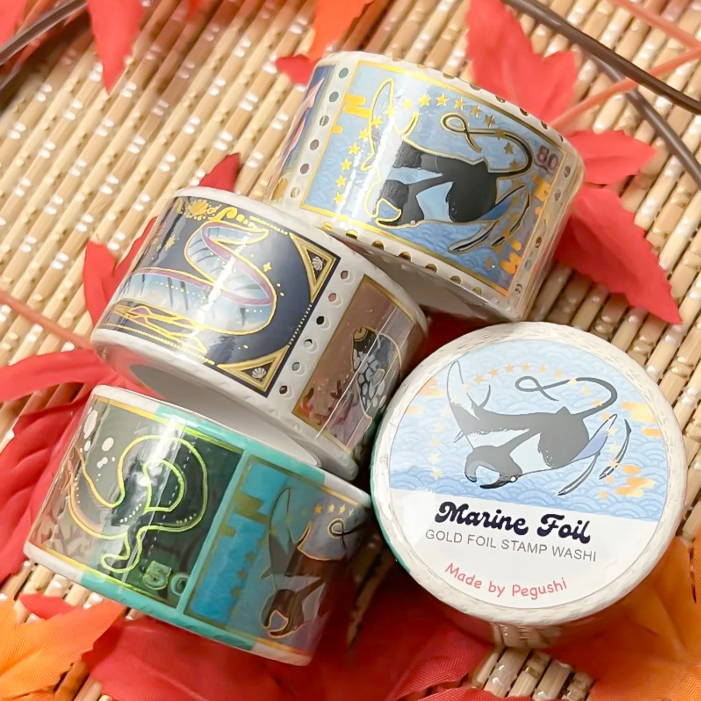 Marine Gold Foil Stamp Washi Tape (6-pack)