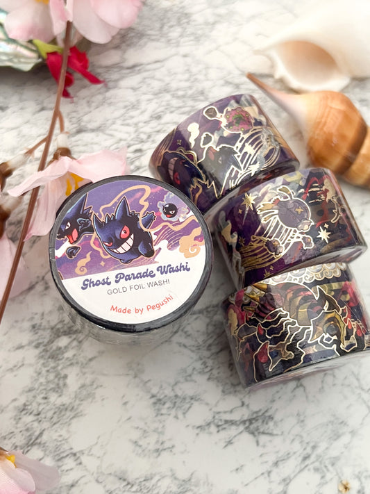 Gold Foil Ghost Parade Pokemon Washi Tape - PREORDER