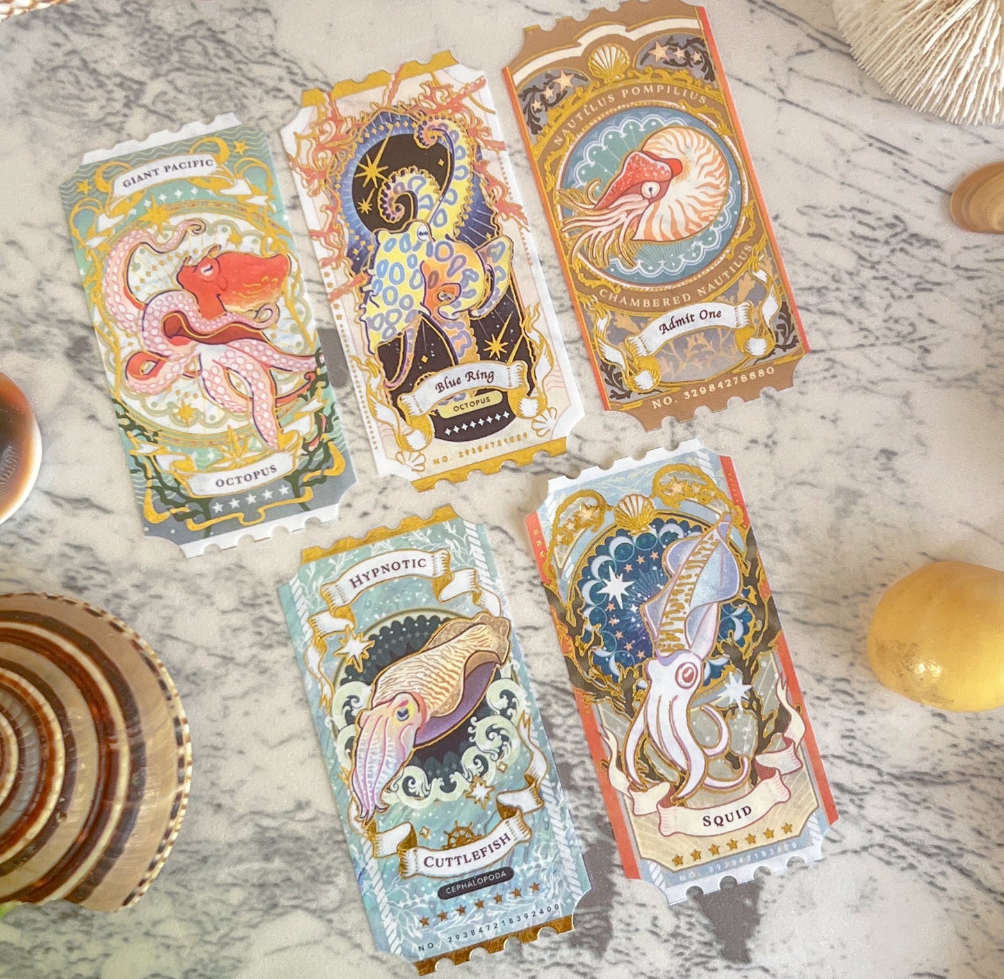 GOLD FOIL Cephalopod Ticket Washi Tape