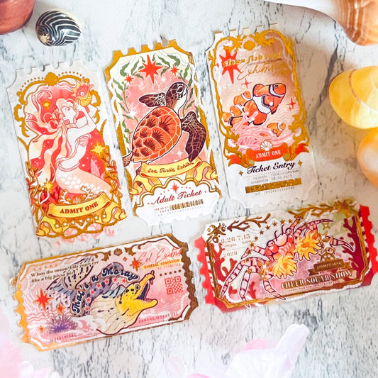 GOLD FOIL Coral Ticket Washi Tape (6-pack)