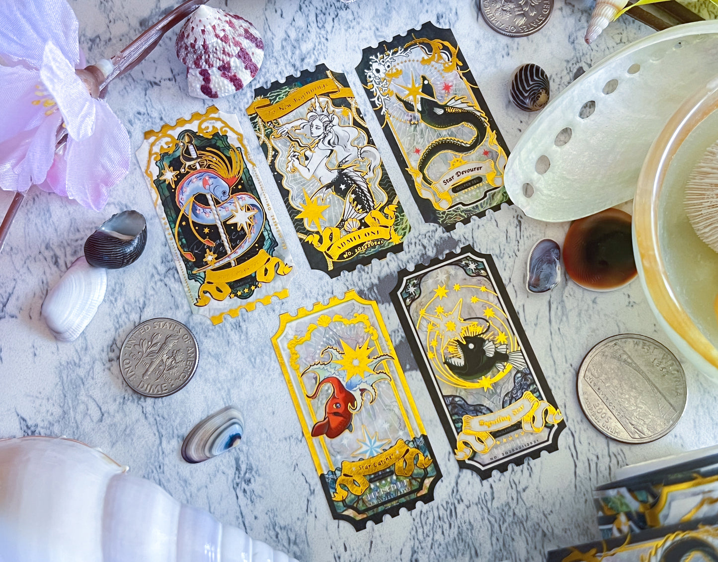 GOLD FOIL Deep Sea Ticket Washi Tape