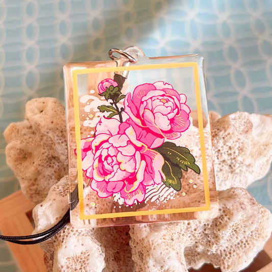 Peony Gold Foil Charm (6-pack)