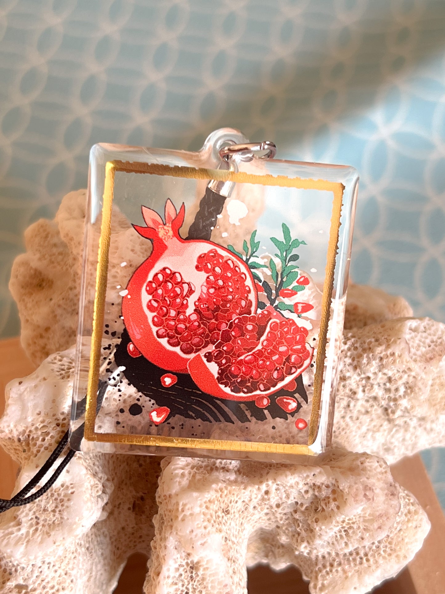 Pomegranete Gold Foil Charm