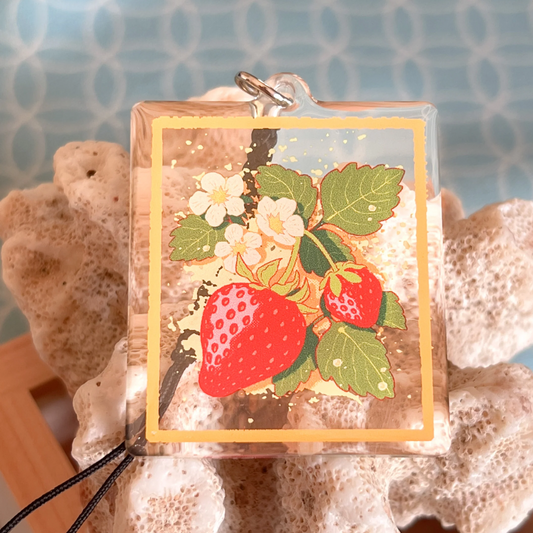 Strawberry Gold Foil Charm (6-pack)