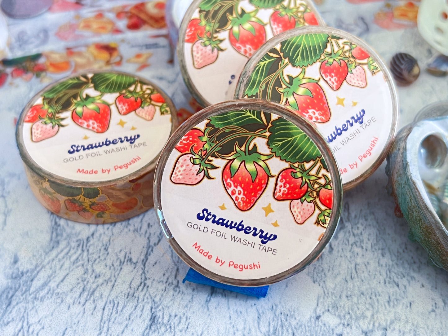 GOLD FOIL Strawberry Washi Tape